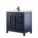 A thumbnail of the Wyndham Collection WCV252536S-QTZ-UNSMXX Dark Blue / White Quartz Top / Matte Black Hardware