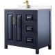A thumbnail of the Wyndham Collection WCV252536S-Left-VCA-MXX Dark Blue / White Cultured Marble Top / Brushed Gold Hardware