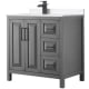 A thumbnail of the Wyndham Collection WCV252536S-Left-VCA-MXX Dark Gray / White Cultured Marble Top / Matte Black Hardware