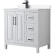 A thumbnail of the Wyndham Collection WCV252536S-Left-VCA-MXX White / White Cultured Marble Top / Matte Black Hardware