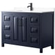 A thumbnail of the Wyndham Collection WCV252548S-VCA-MXX Dark Blue / White Cultured Marble Top / Matte Black Hardware