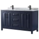 A thumbnail of the Wyndham Collection WCV252560DUNSMXX Dark Blue / White Carrara Marble Top / Matte Black Hardware