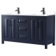 A thumbnail of the Wyndham Collection WCV252560D-VCA-MXX Dark Blue / White Cultured Marble Top / Matte Black Hardware