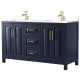 A thumbnail of the Wyndham Collection WCV252560D-VCA-MXX Dark Blue / White Cultured Marble Top / Brushed Gold Hardware