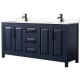 A thumbnail of the Wyndham Collection WCV252572D-VCA-MXX Dark Blue / Carrara Cultured Marble Top / Matte Black Hardware