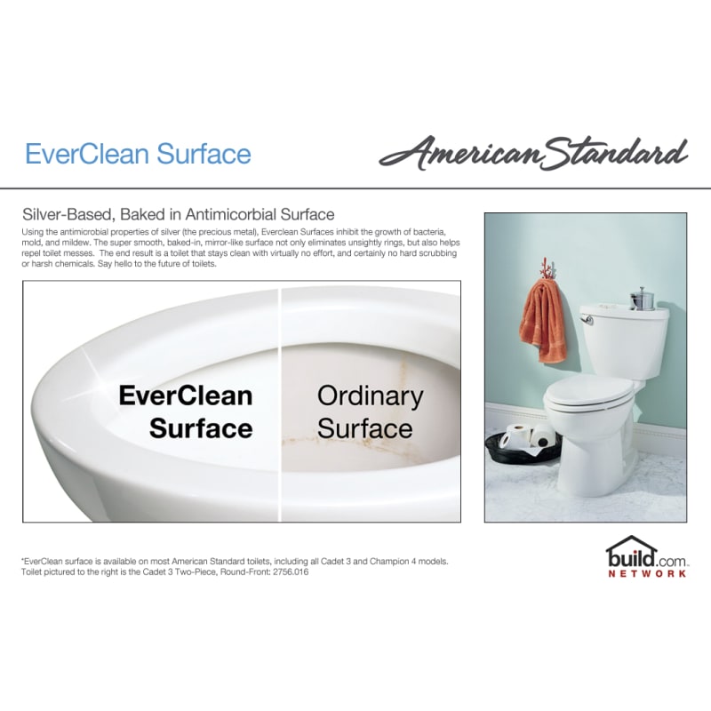 American Standard 215fc 104 020 White Cadet Pro Elongated Two Piece Toilet With Everclean Surface Powerwash Rim And Right Height Bowl 14 Rough In Faucet Com