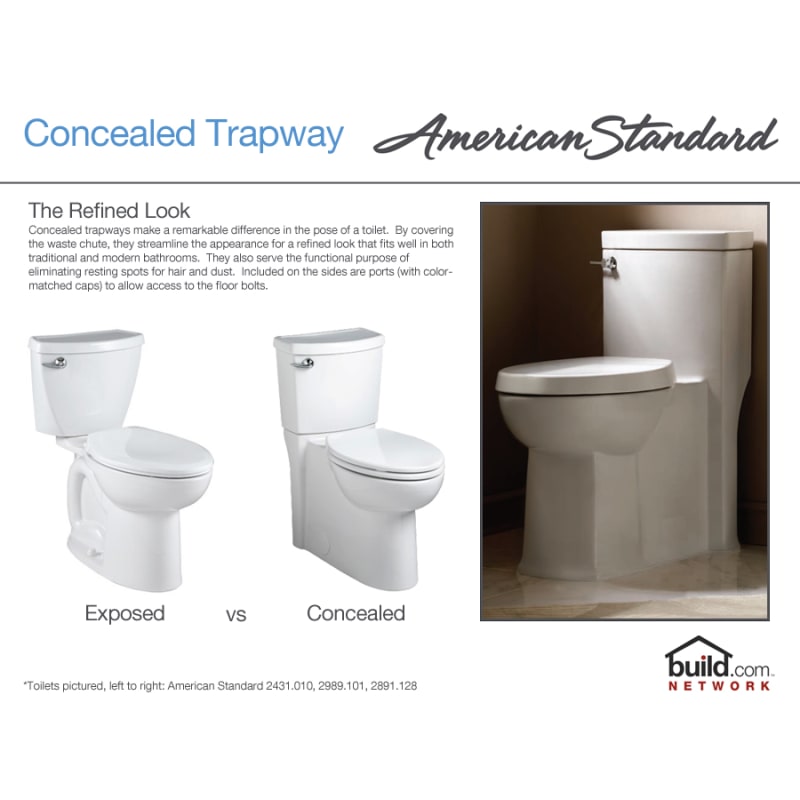 American Standard 2988 101 020 White Cadet 3 Round Front Two Piece Toilet With Concealed Trapway Everclean Surface Powerwash Rim And Right Height Bowl Includes Seat Faucet Com