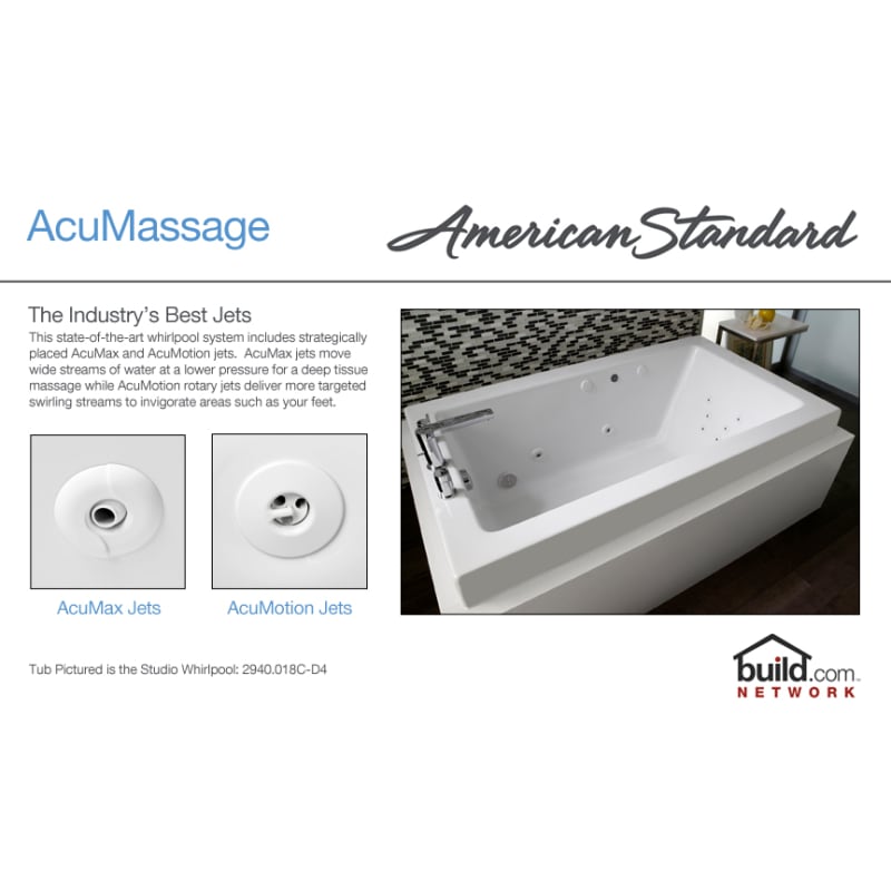 Acrylic Whirlpool Bathtub, American Standard Jetted Bathtubs