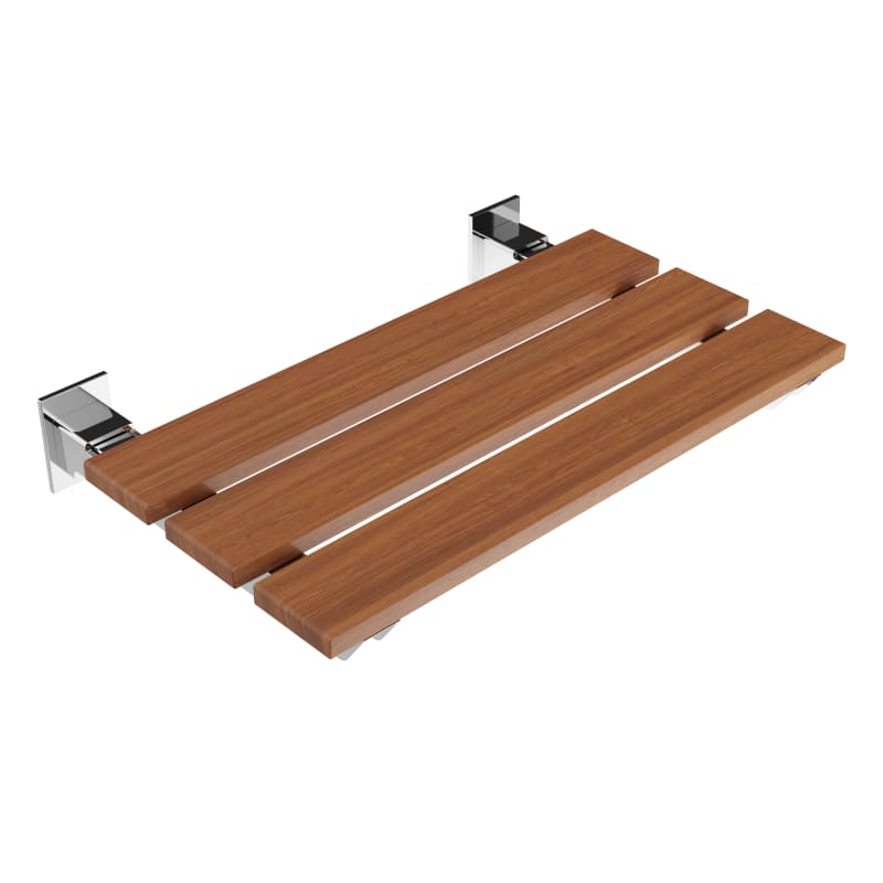 Anzzi AC AZ8207 Teak Rochen 18 11 16 Wall Mounted Teak Wood Shower Seat FaucetDirect