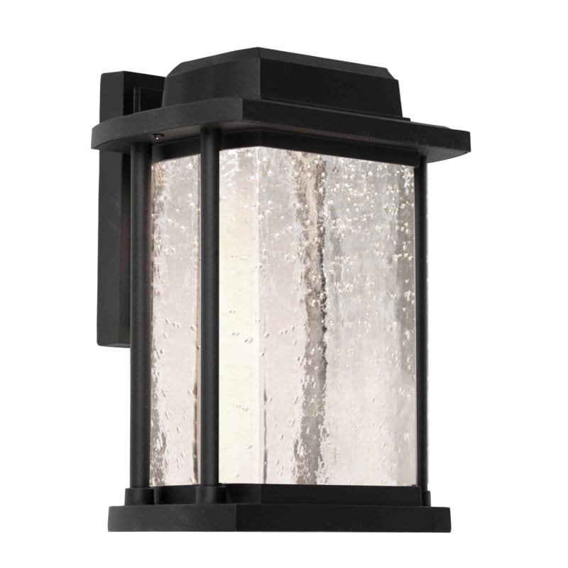 Addison LED 15 in Outdoor Wall Sconce Light. Black, Seedy Glass