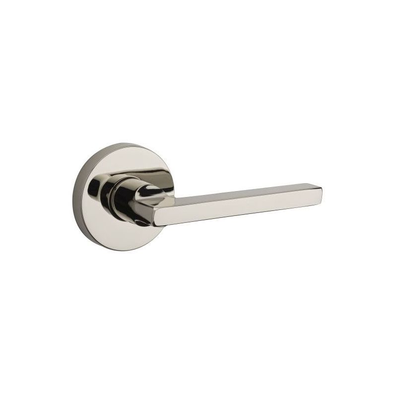 Baldwin PSSQUCRR055 Polished Nickel Square Passage Leverset with  Contemporary Round Rose