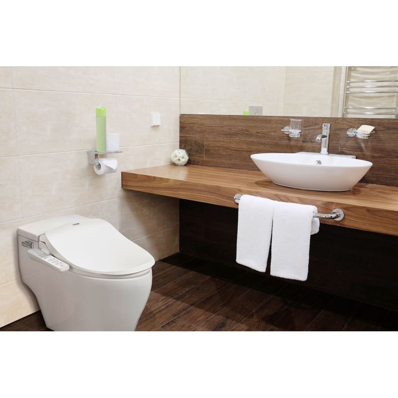 BioBidet Slim One White Slim Elongated Bidet Toilet Seat with Self-Cleaning  Nozzle, Nightlight and Fusion Warm Water Technology
