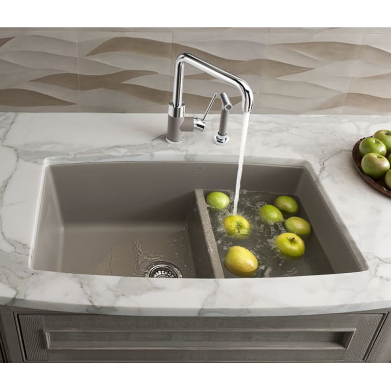 Blanco 442735 Concrete Gray Performa 33 Undermount Double Basin Silgranit Kitchen Sink Faucet Com
