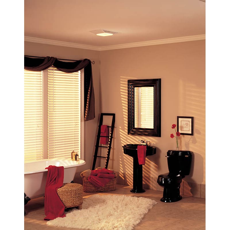 Broan 696 White 100 Cfm 4 5 Sone Ceiling Mounted Hvi Certified Bath Fan With Light Faucet Com