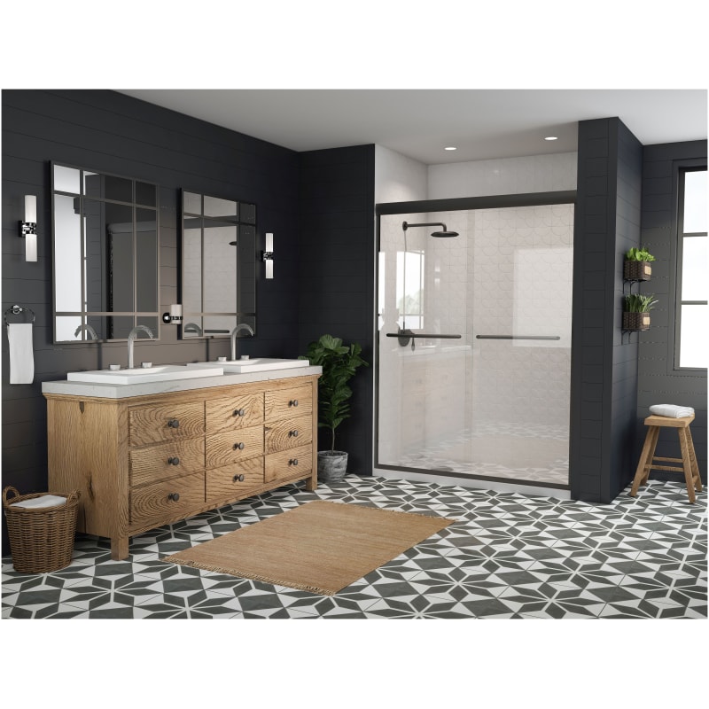 Coastal Shower Doors 2848 71n C Brushed Nickel Paragon 1 4 Series 48 X 71 Frameless Sliding Shower Door With Radius Curved Towel Bar And Clear Glass Faucetdirect Com
