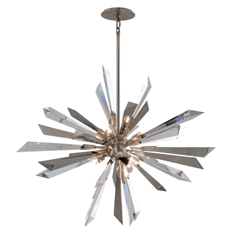 Corbett Lighting 140 47 Silver Leaf Inertia 6 Light 36 Wide Sputnik Chandelier With Crystal Elements Lightingdirect Com