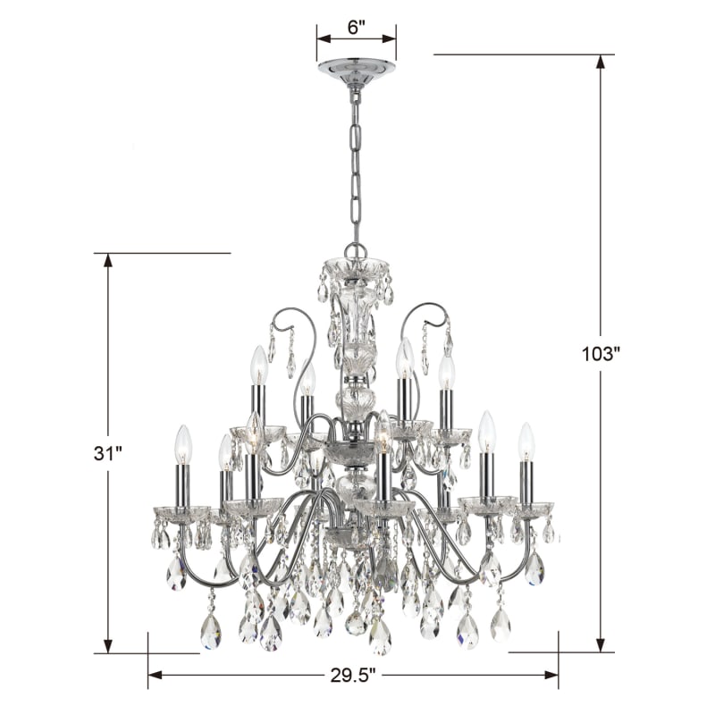 Crystorama Lighting Group 3029 Eb Cl Mwp English Bronze Butler 12 Light 29 Wide Crystal Chandelier With Hand Cut Accents Lightingdirect Com - Home Decorators Collection 6 Light Chrome Crystal Chandelier