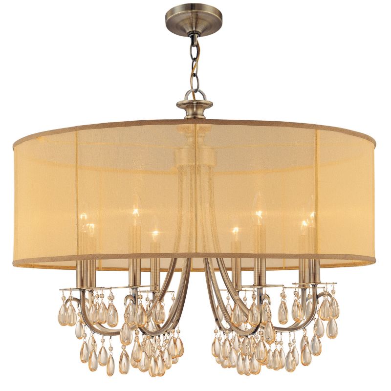 Crystorama Lighting Group 5628 Ch Polished Chrome Hampton 8 Light 32 Crystorama Lighting Group 5628 Ch Polished Chrome Hampton 8 Light 32 Wide Drum Chandelier With Etruscan Smooth Teardrop Almond Crystals