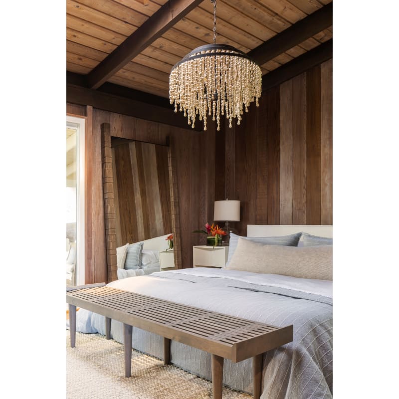 Crystorama Lighting Group POP-A5076-MK Matte Black Poppy 6 Light 27 Wide  Beaded Chandelier with Wood Beads 