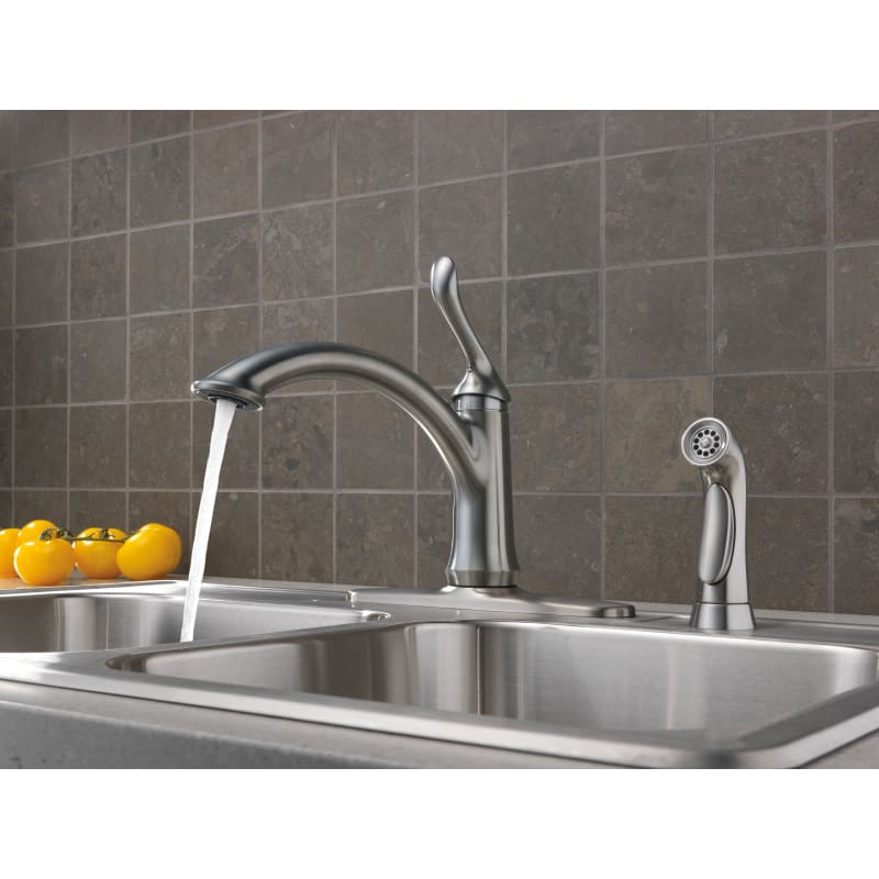 Delta 4453-AR-DST Arctic Stainless Linden Kitchen Faucet with ...