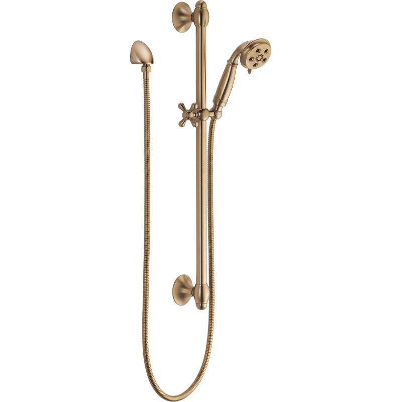 Delta 51308-CZ Champagne Bronze 1.75 GPM Traditional Hand Shower Package  with H2Okinetic Technology Includes Hand Shower, Slide Bar, Hose, and  Limited Lifetime Warranty