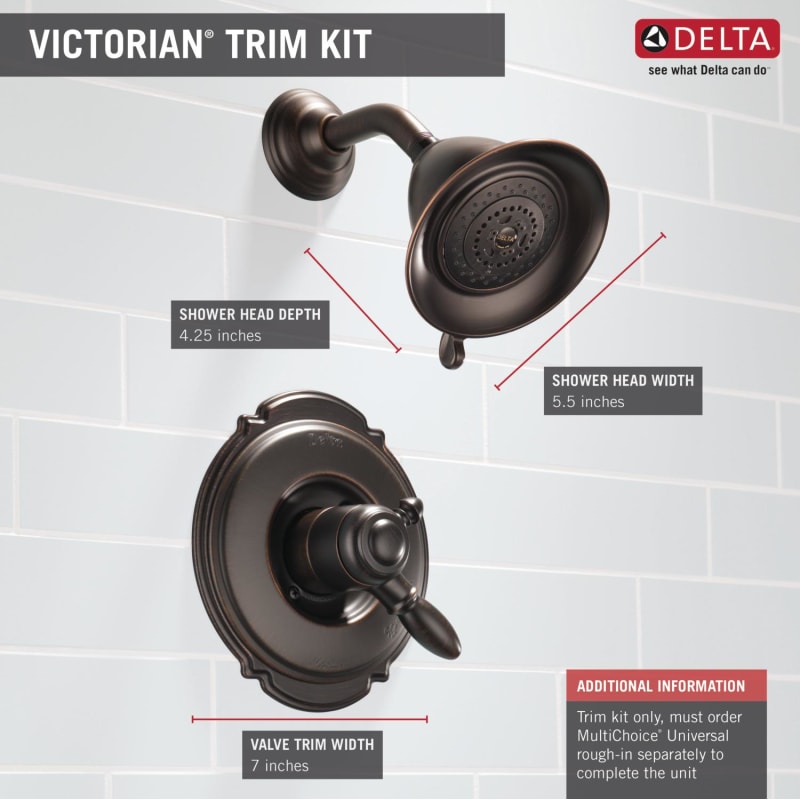 Delta T17255-SS Brilliance Stainless Victorian Monitor 17 Series Dual  Function Pressure Balanced Shower Only with Integrated Volume Control  Less Rough-In Valve
