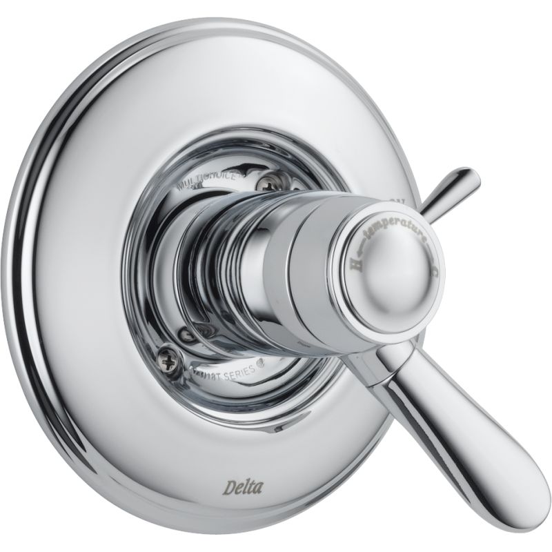 Delta T17t038 Chrome Lahara Tempure 17t Series Dual Function Delta T17t038 Chrome Lahara Tempure 17t Series Dual Function Thermostatic Mixing Valve Trim Package With Integrated Volume Control Less Rough In