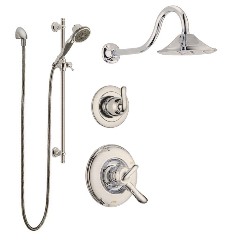Delta Linden Monitor Shower Package Ch Chrome With Shower Head Diverter Trim Slide Bar Hand Shower And 15 Shower Arm Faucetdirect Com