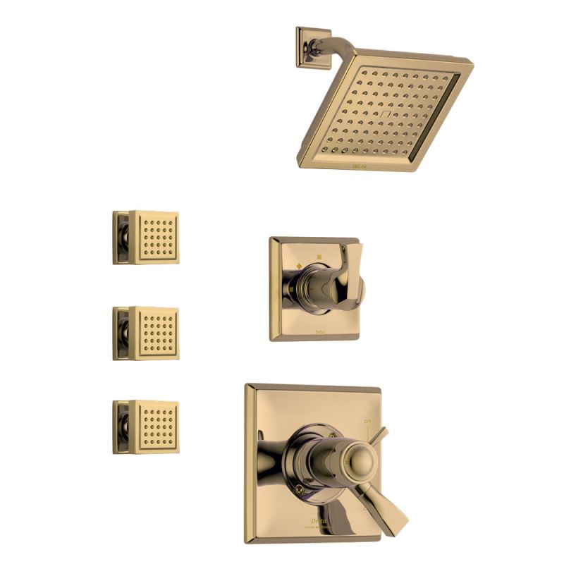 Delta Dryden Tempure Shower Package Ss Brilliance Stainless With Delta Dryden Tempure Shower Package Ss Brilliance Stainless With Thermostatic Trim Diverter And 3 Body Sprays Faucet
