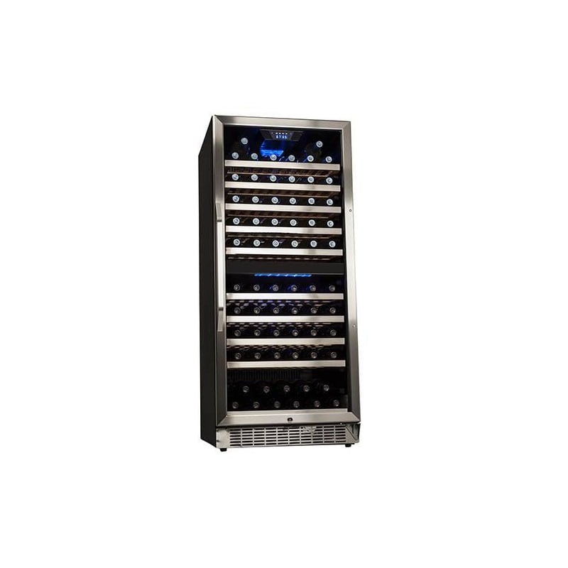 EdgeStar CWR1101DZ 110 Bottle Built-In Dual Zone Wine Cooler Stainless Steel and Black 
