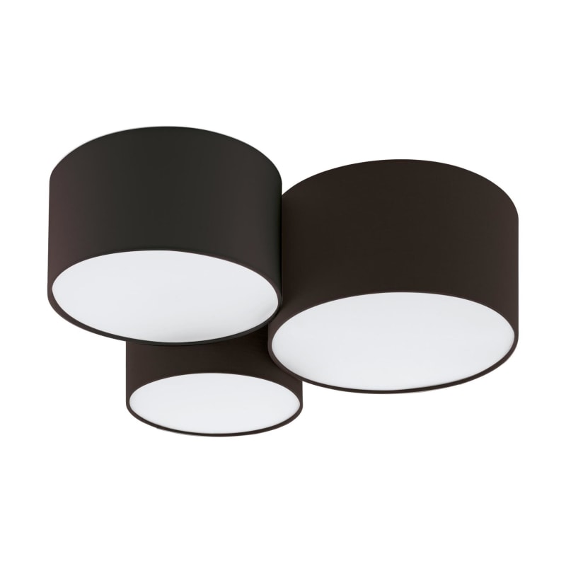 Eglo 203213A Taupe White Grey Pastore 3 Light 24 Wide Flush Mount Drum Ceiling Fixture LightingDirect