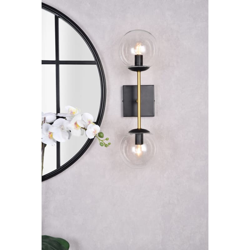 Elegant Lighting LD2357BKR Black / Brass / Clear Neri 2