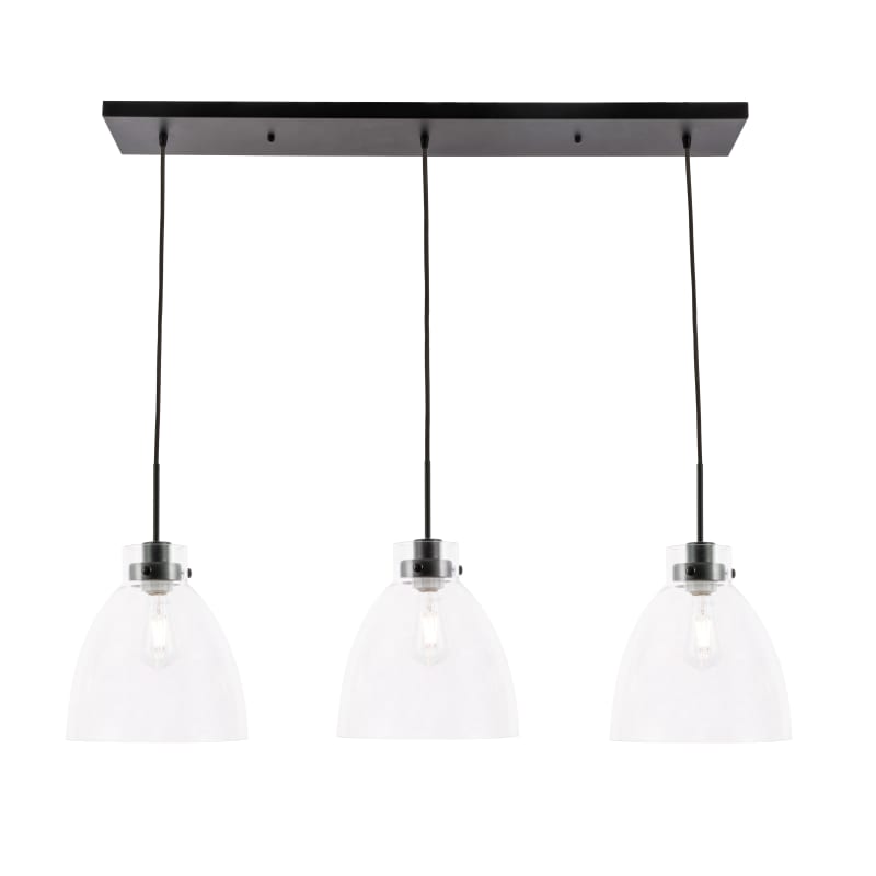 Elegant ld2236bk baxter 3 lights black pendant with sales clear glass