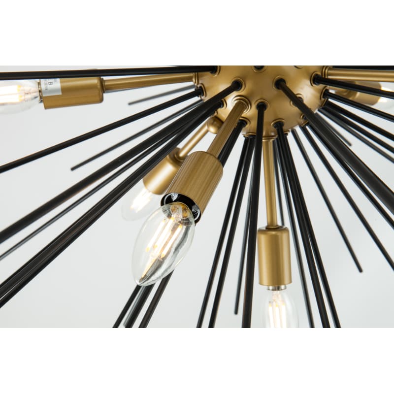 Elegant Lighting LD5038D30BK Brass / Black Timber 8 Light 30