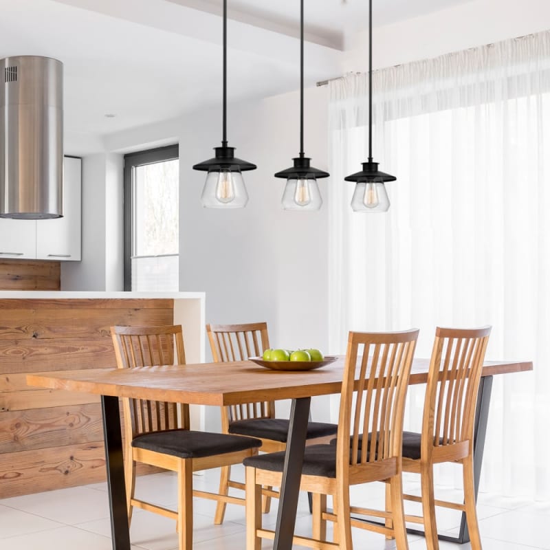 Globe Electric 64847 Oil Rubbed Bronze Nate 8 Wide Pendant with Clear Glass Shade LightingDirect