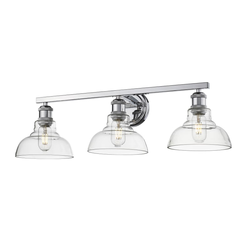 Golden Lighting Carver 3-Light Chrome Transitional Vanity Light Golden Lighting Carver 3-Light Chrome Transitional Vanity Light