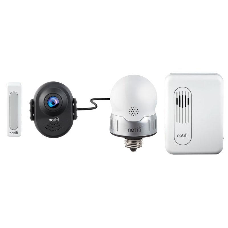 Heath Zenith SL-3010-00 White Notifi Video Doorbell System with Door Chime, Lighted Push Button, Camera, and Smart Bulb - LightingDirect.com Heath Zenith SL-3010-00 White Notifi Video Doorbell System with Door Chime, Lighted Push Button, Camera, and Smart Bulb - LightingDirect.com