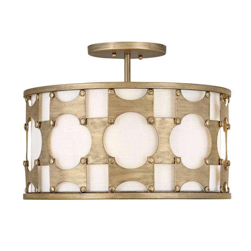 Hinkley Lighting 4733bng Burnished Gold Carter 3 Light 17 Wide Semi Flush Drum Ceiling Fixture Lightingshowplace Com
