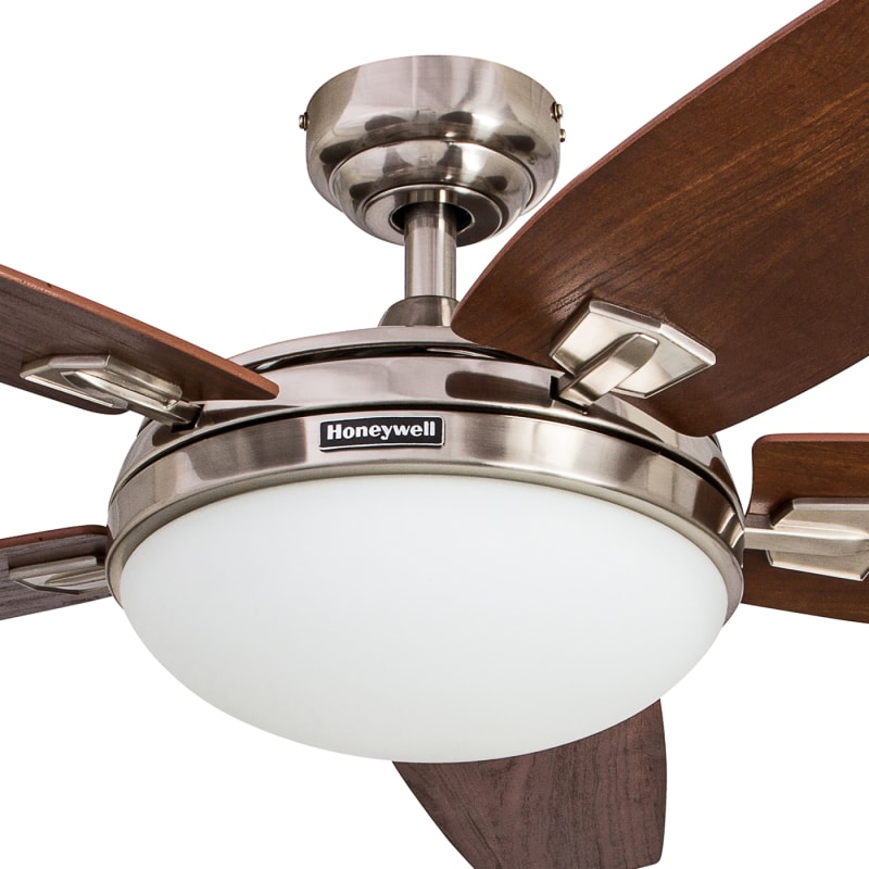 Honeywell Home 50196 36 Brushed Nickel Carmel 48 5 Blade Indoor Ceiling Fan With Light Kit And Remote Control Lightingdirect Com 5 Blade Indoor Ceiling Fan, Honeywell Ceiling Fan Replacement Glass Bowl