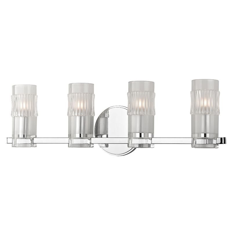 Hudson Valley Lighting 2024 Sn Satin Nickel Malone 4 Light 23 Hudson Valley Lighting 2024 Sn Satin Nickel Malone 4 Light 23 Bathroom Vanity With Clear Glass Shades Lightingshowplace Com