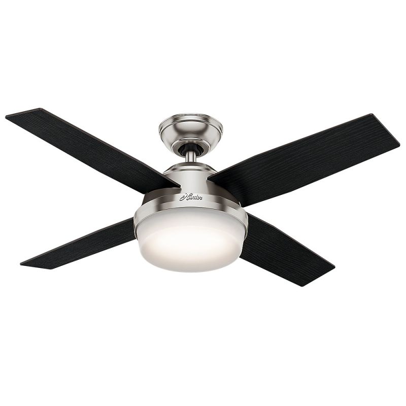 Hunter 59245 Brushed Nickel Dempsey 44 4 Blade Indoor Led Ceiling Fan With Remote Control Lightingdirect Com - Is It Safe To Remove Wattage Limiter In Ceiling Fan