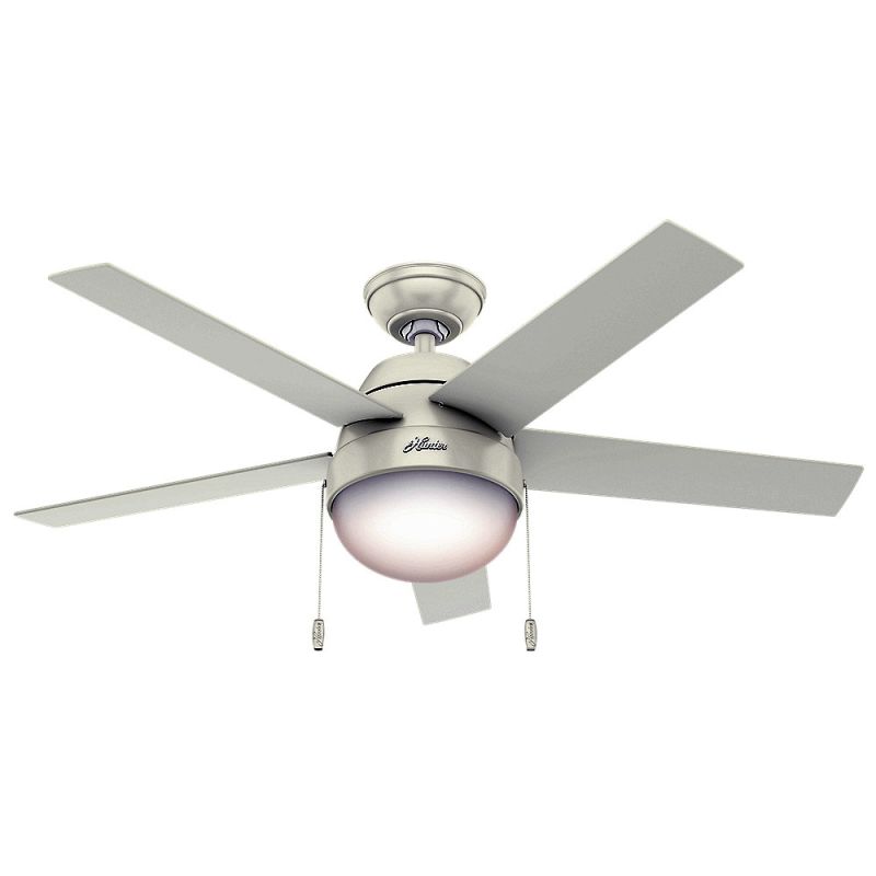 Hunter 59267 Matte Silver Anslee 46 Indoor Ceiling Fan 5 Hunter 59267 Matte Silver Anslee 46 Indoor Ceiling Fan 5 Reversible Blades And Light Kit Included Lightingshowplace Com