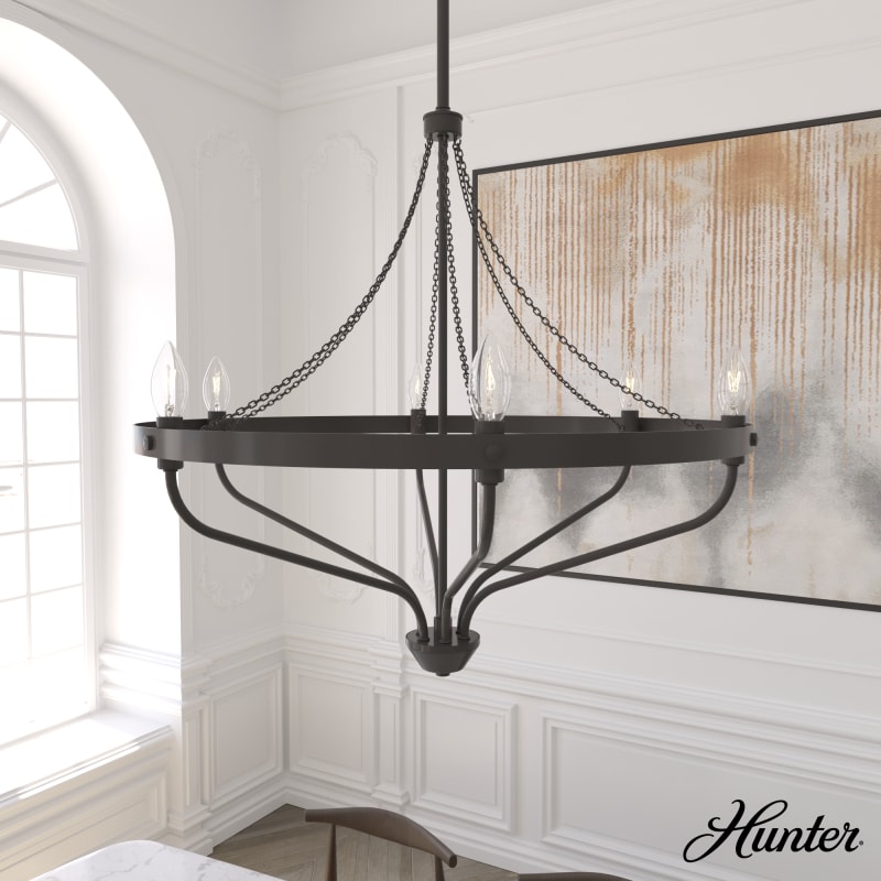 Hunter 19795 Rustic Iron Merlin 6 Light 25