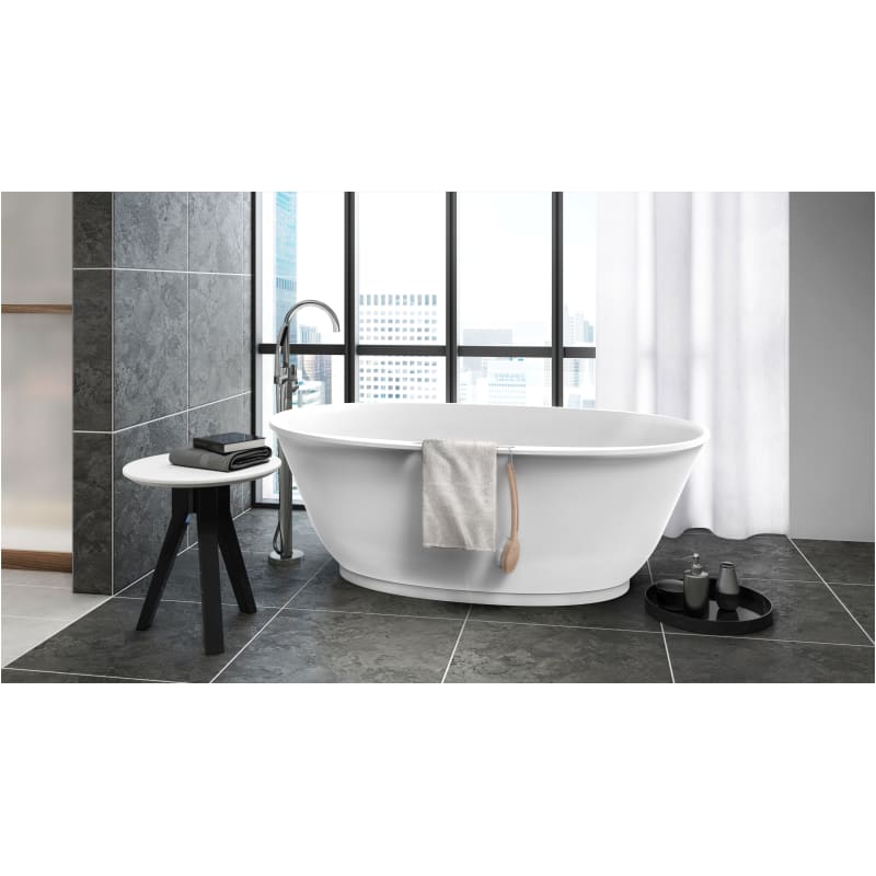 Jacuzzi Kaf6534bcxxxxg White Gloss Karina 65 Free Standing Stone Composite Soaking Tub With Center Drain Pop Up Drain Assembly And Overflow Faucet Com
