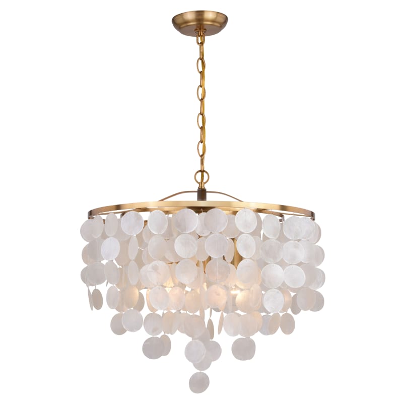 James Allan VXP33398NB Natural Brass Calico 20 Wide 3 Light Capiz Shell Pendant LightingDirect