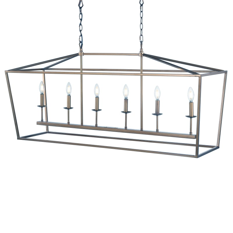 JONATHAN Y Lighting JYL7439B Antique Gold Pagoda 6 Light 49