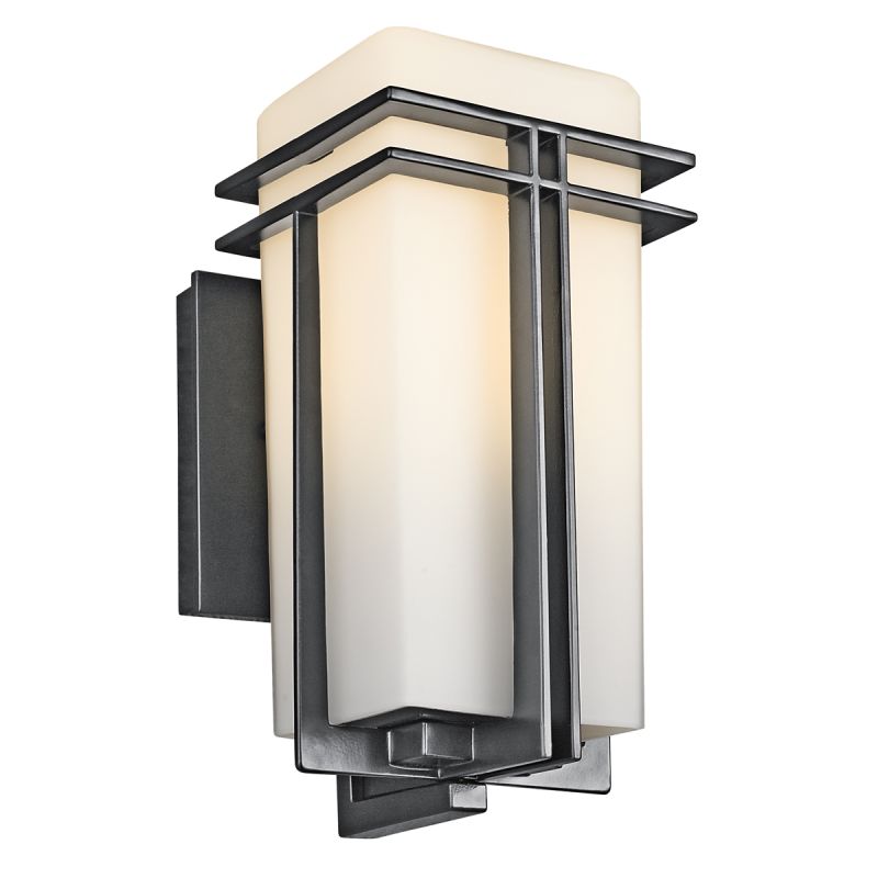 Kichler 49200bk Black Painted Tremillo Single Light 12 Tall Kichler 49200bk Black Painted Tremillo Single Light 12 Tall Outdoor Wall Sconce With Etched Glass Lightingdirect Com