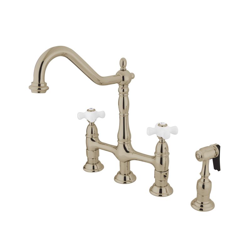 Kingston Br Ks1275pxbs Oil Rubbed Bronze Heritage 1 8 Gpm Double Kingston Br Ks1275pxbs Oil Rubbed Bronze Heritage 1 8 Gpm Double Handle Bridge Style Kitchen Faucet Includes Side Spray