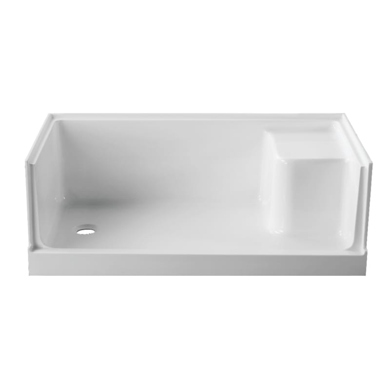 Kingston Brass VTSB603221L White Grenada 60 x 32 Rectangular Shower Base with Single Threshold Left Drain Faucet