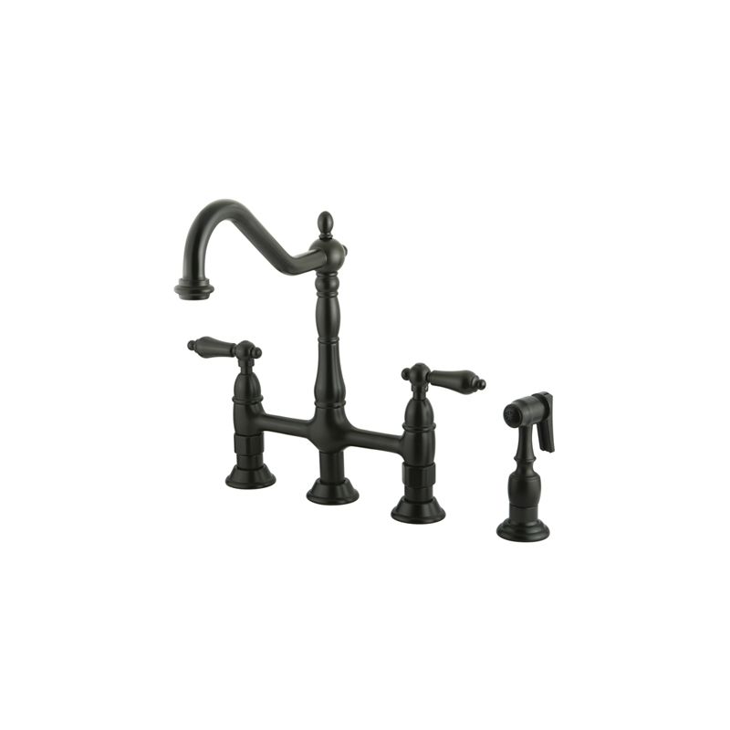 kingston brass faucet reviews wall mount kingston brass ks1275albs oil rubbed bronze heritage 18 gpm double handle bridgestyle kitchen faucet includes side spray faucetcom kingston brass faucet reviews wall mount kingston brass ks1275albs oil rubbed bronze heritage 18 gpm double handle bridgestyle kitchen faucet includes side spray faucetcom